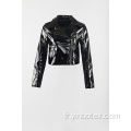 Veste de moto brillante en PU